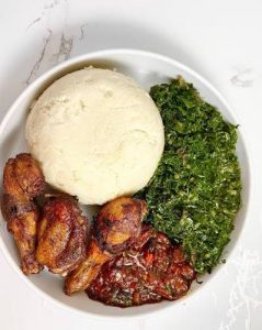 Roast Chicken, Green Veg & Ugali/Rice