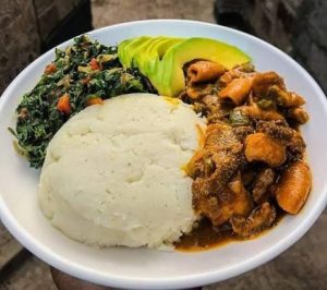Matumbo, Ugali & Green Vegetables