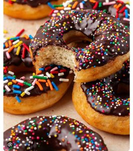 Doughnuts dipped in chocolate